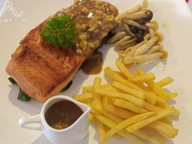 Sach Trey Chearn-SALMON STEAK With Mushroom Sauce