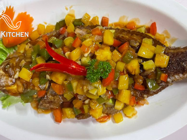 Trey krohom -Deep fried Red Fish with sweet sour sauce